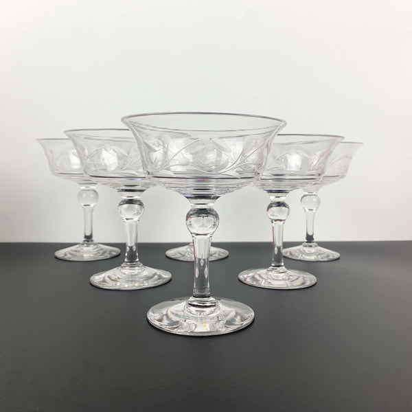 Stuart Crystal art deco tall stemmed dessert bowls - Set of 6