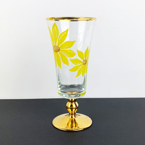 Sunflower gold gilt footed champagne flute - Set of 6