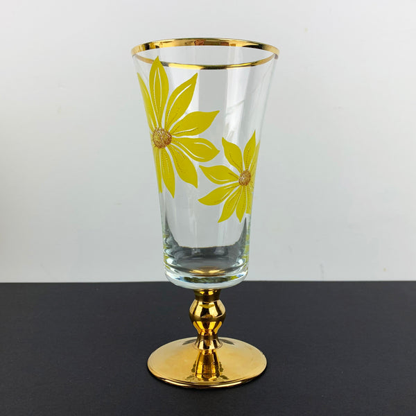 Sunflower gold gilt footed champagne flute - Set of 6