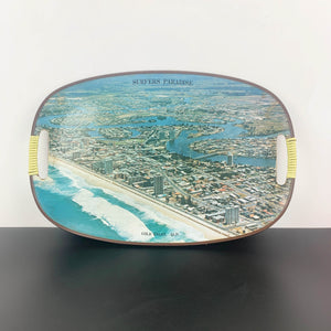 Retro 1970's Surfers Paradise aerial view plastic serving tray