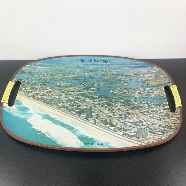 Retro 1970's Surfers Paradise aerial view plastic serving tray