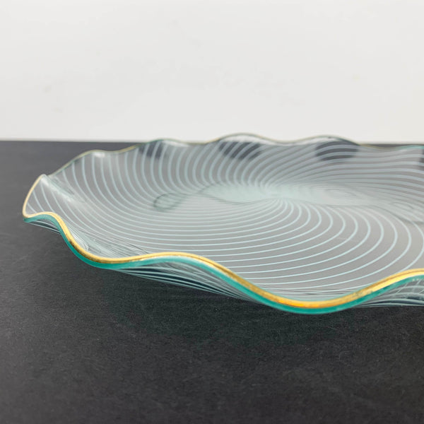 Chance Bros. 'Swirl' 1950's wave edge plate with gold edge