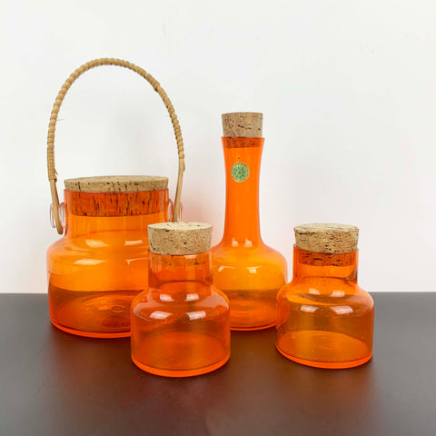 Takahashi Japan hand blown orange canisters/jars