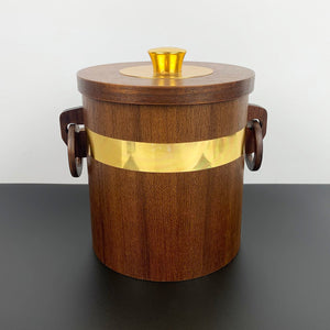 Retro teak ice bucket with tongs