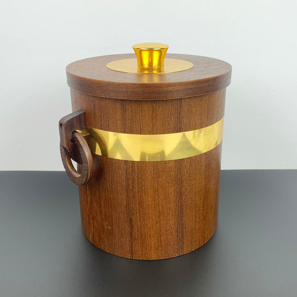 Teak ice bucket with tongs