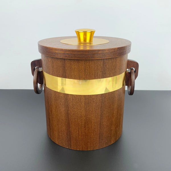 Teak ice bucket with tongs