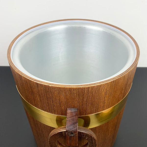 Teak ice bucket with tongs