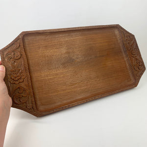 Handcrafted carved teak serving tray