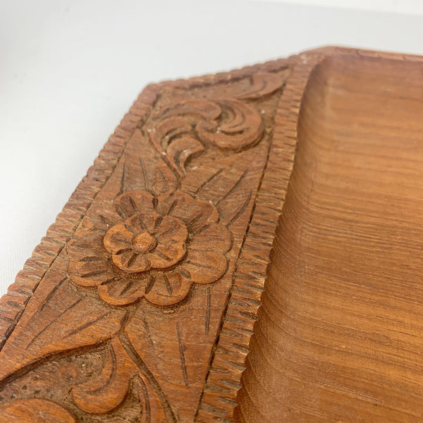 Handcrafted teak serving tray