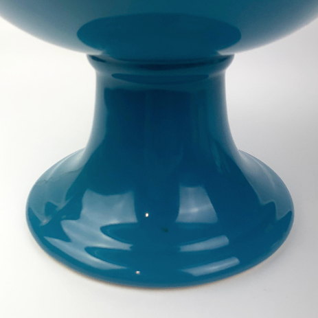 Marie Claire Paris teal pedestal bowl