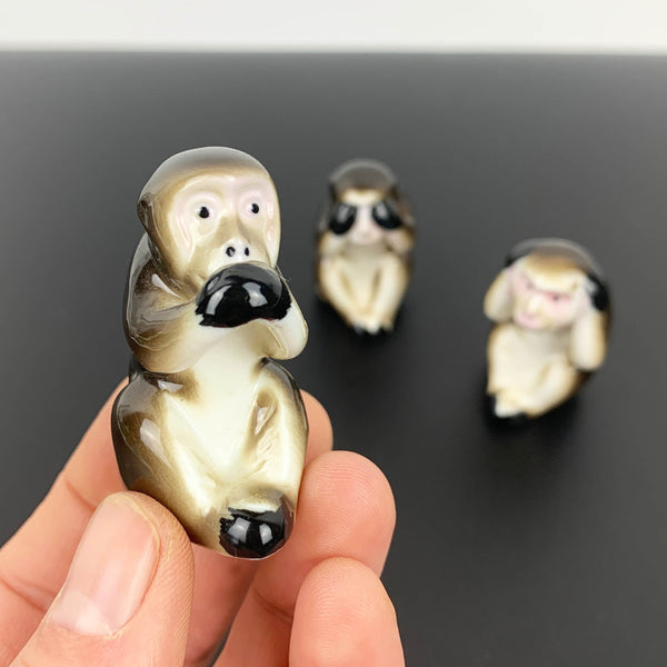 Three wise monkeys miniature ceramic ornaments