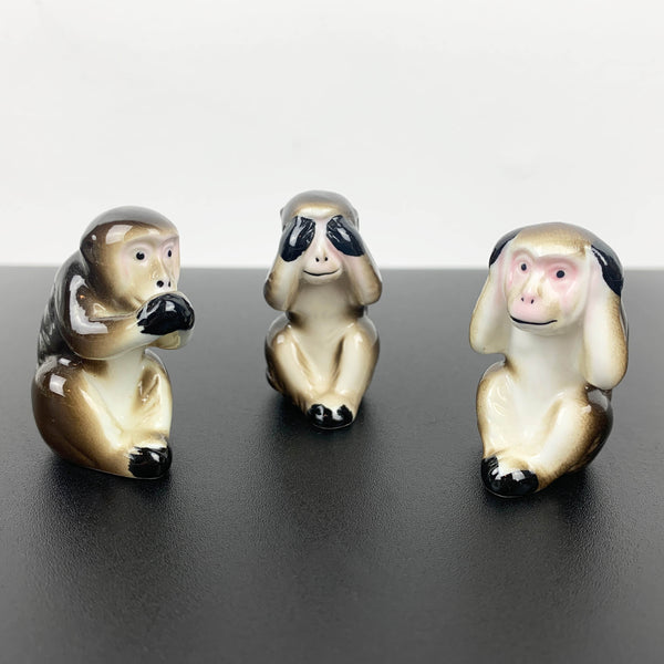 Three wise monkeys miniature ceramic ornaments