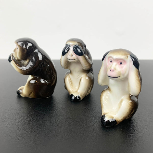 Three wise monkeys miniature ceramic ornaments