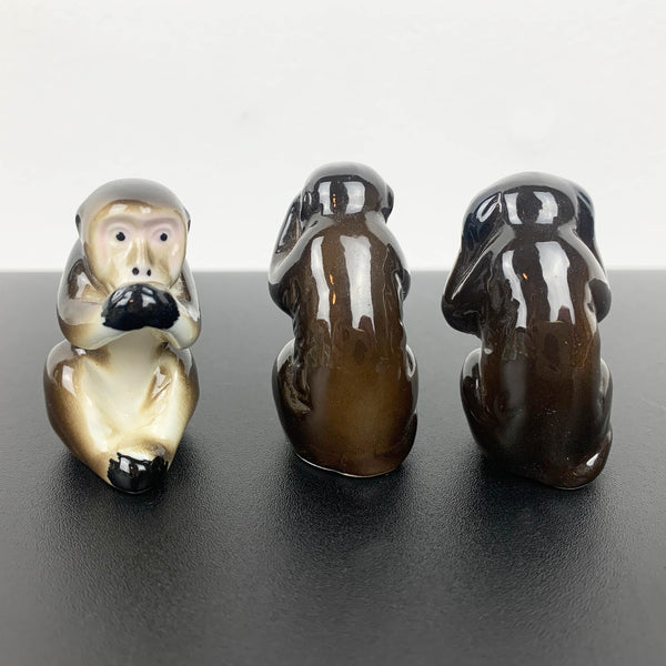 Three wise monkeys miniature ceramic ornaments