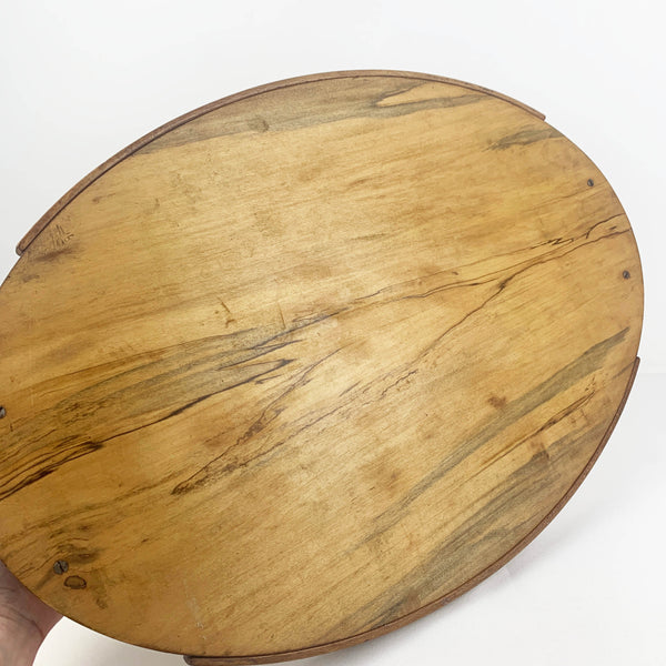 Vintage timber serving tray with moulded handles