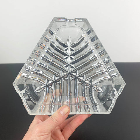 Mid century triangle shaped crystal ashtray