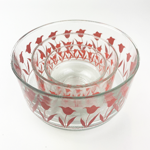 Flower nesting glass bowls Set of 3