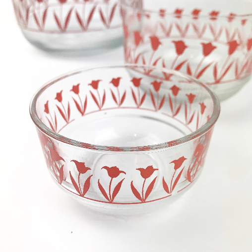 Flower print glass bowl