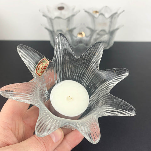 Flower shaped glass tea light candle holders