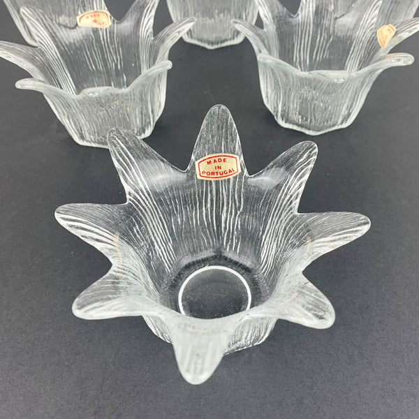 Flower shaped glass tea light candle holders top view