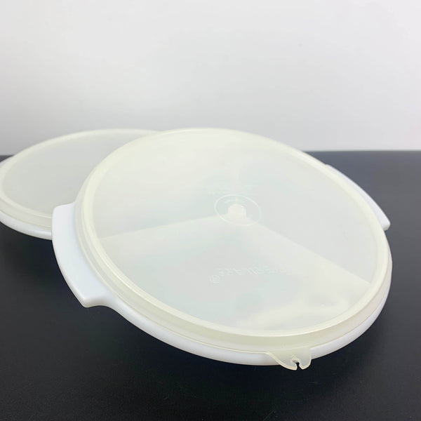 Tupperware 'Suzette' lidded snack servers with screw in handles - Set of 2