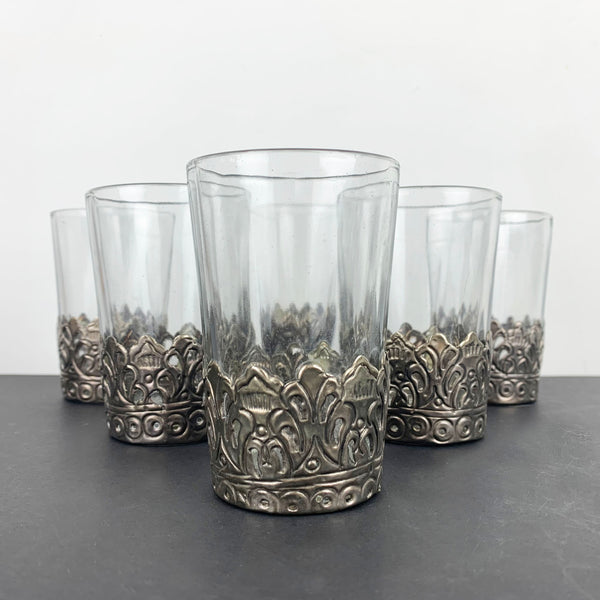 Coffee glass with metal base holders