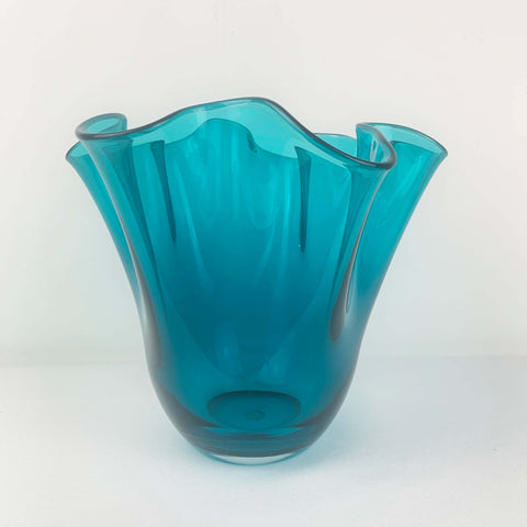 Turquoise blue large handkerchief vase