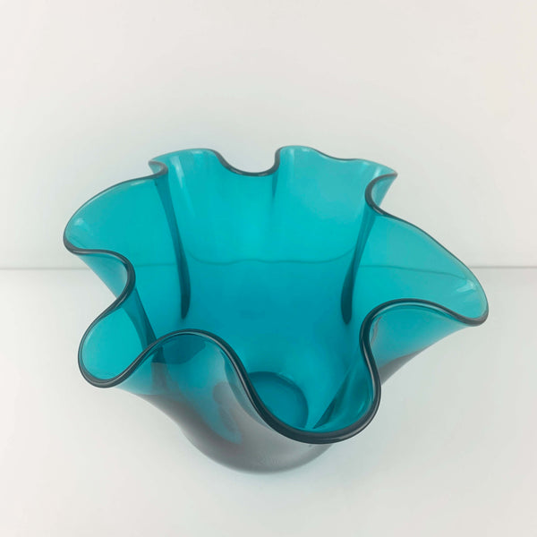 Turquoise blue large handkerchief vase