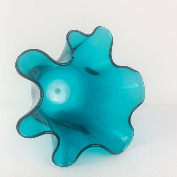 Turquoise blue large handkerchief vase