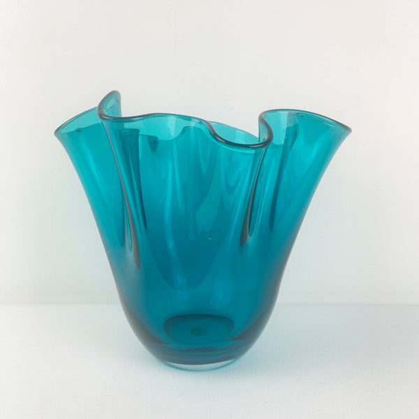 Turquoise blue large handkerchief vase