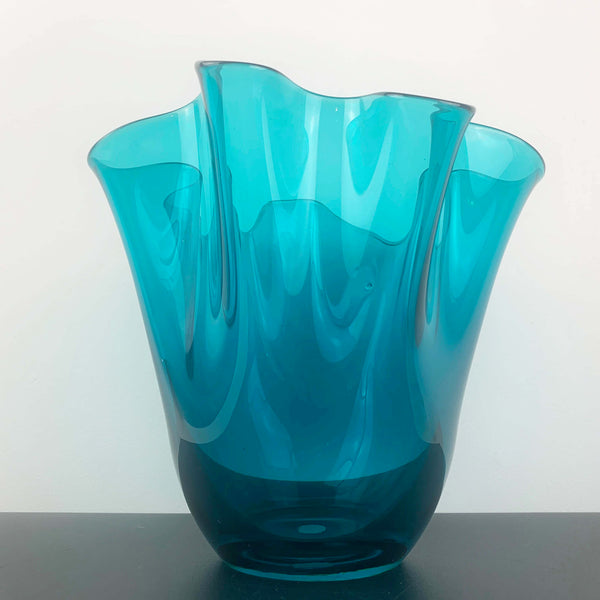 Turquoise blue large handkerchief vase