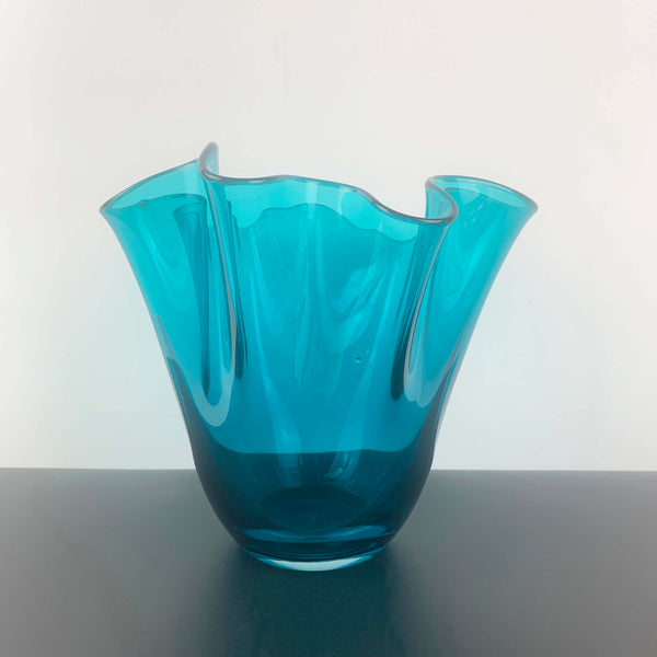 Turquoise blue large handkerchief vase