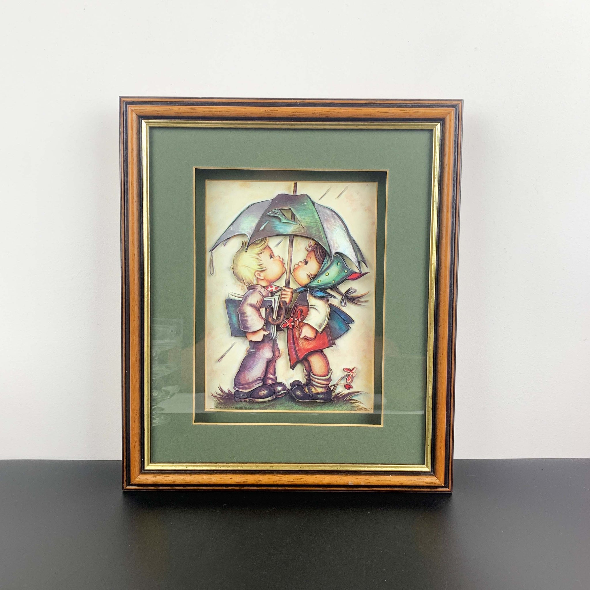 Donald Art Co, USA Hummel inspired "Under the Umbrella" 3D shadow box artwork