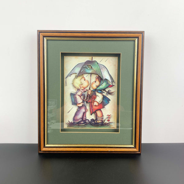 Donald Art Co, USA Hummel inspired "Under the Umbrella" 3D shadow box artwork