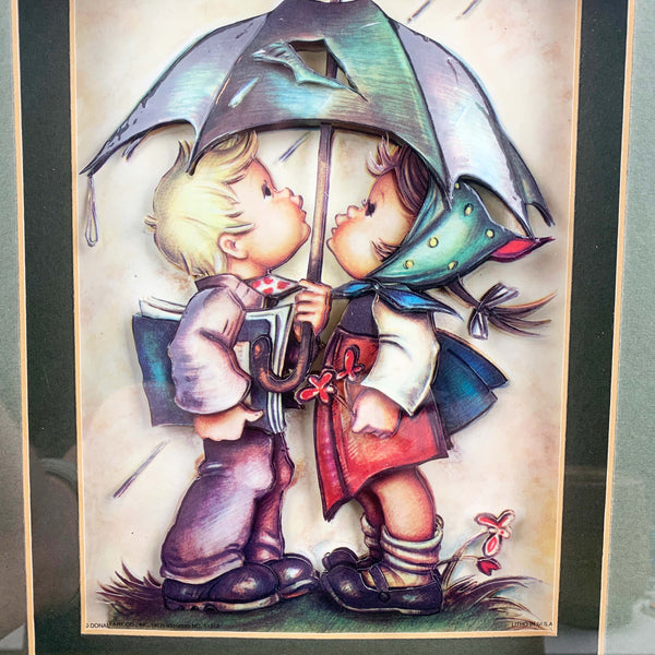 Donald Art Co, USA Hummel inspired "Under the Umbrella" 3D shadow box artwork