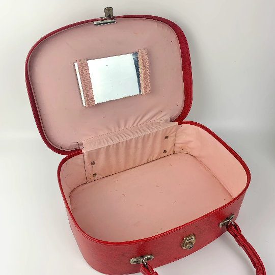 1960's Vanity Travel and Beauty Case interior with mirror