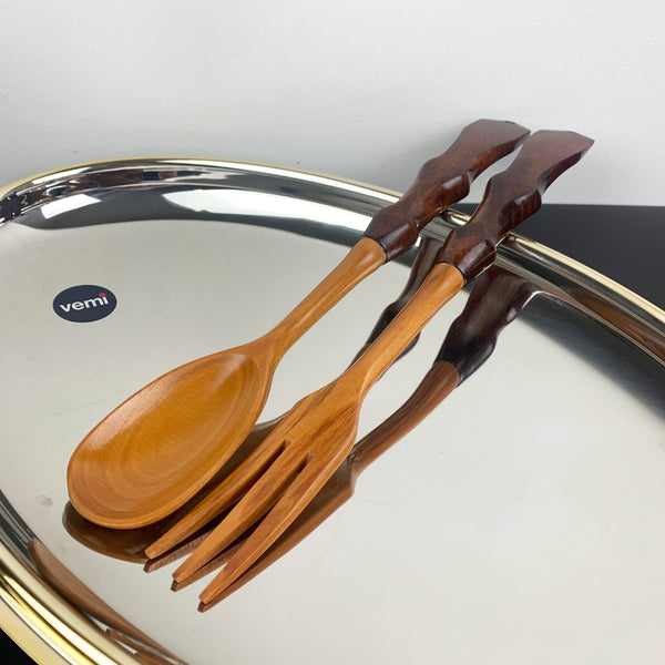 Vemi (Italy) antipasti platter with 24k gold rim and cherry wood utensils