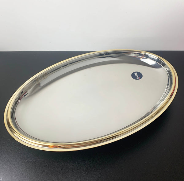 Vemi (Italy) antipasti platter with 24k gold rim and cherry wood utensils