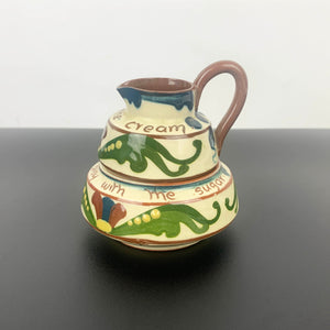 Watcombe Pottery Motto Ware Sugar and Creamer Set