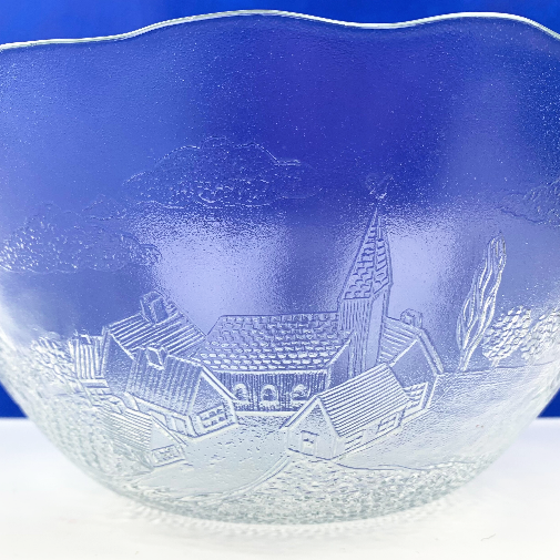 Unique European village scene serving bowl