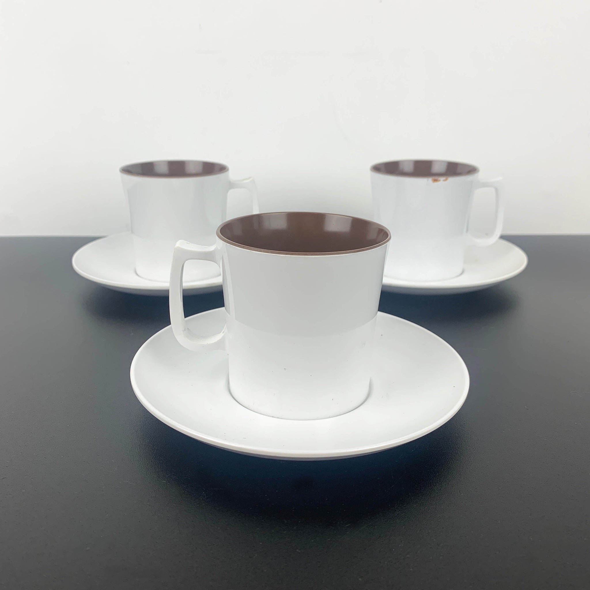 Bessemer melamine cup and saucer set - Set of 3