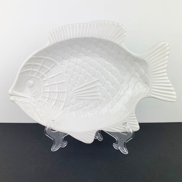 Fish Shaped White Ceramic Dish on stand