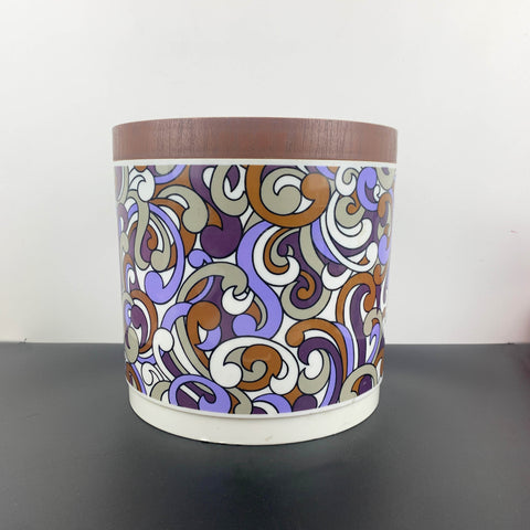 Willow large retro kitchen canister with lid in purple psychedelic pattern