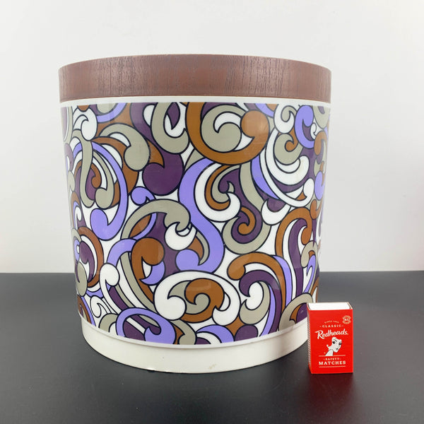 Willow large lidded canister in purple retro psychedelic pattern