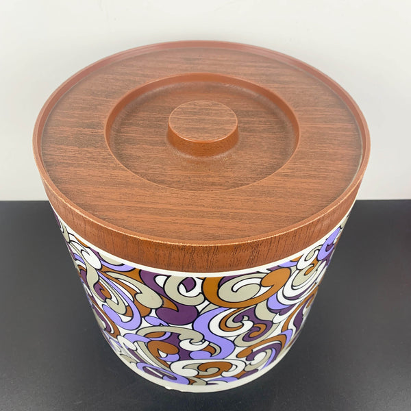 Willow large lidded canister in purple retro psychedelic pattern