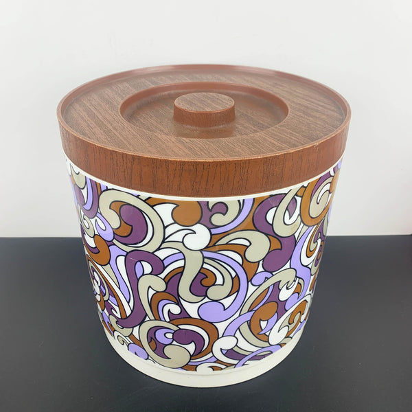 Willow large lidded canister in purple retro psychedelic pattern