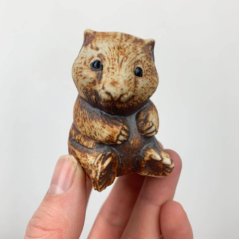 Miniature wombat pottery figurine