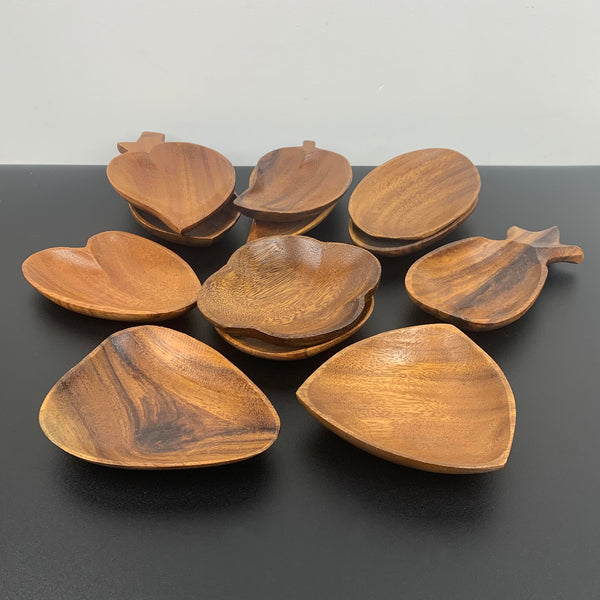 Monkeypod wood snack trays - Boxed set of 12