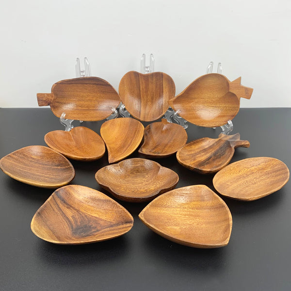 Monkeypod wood snack trays - Boxed set of 12