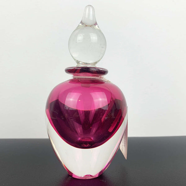 Australian art glass perfume bottle in pink by Robert Wynne